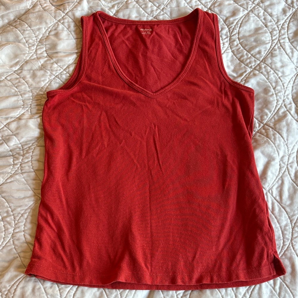 Madewell Rust colored V-Neck Tank Top